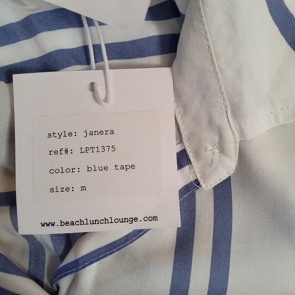 Beachlunchlounge Button Down Striped Tie Shirt M - Picture 7 of 9